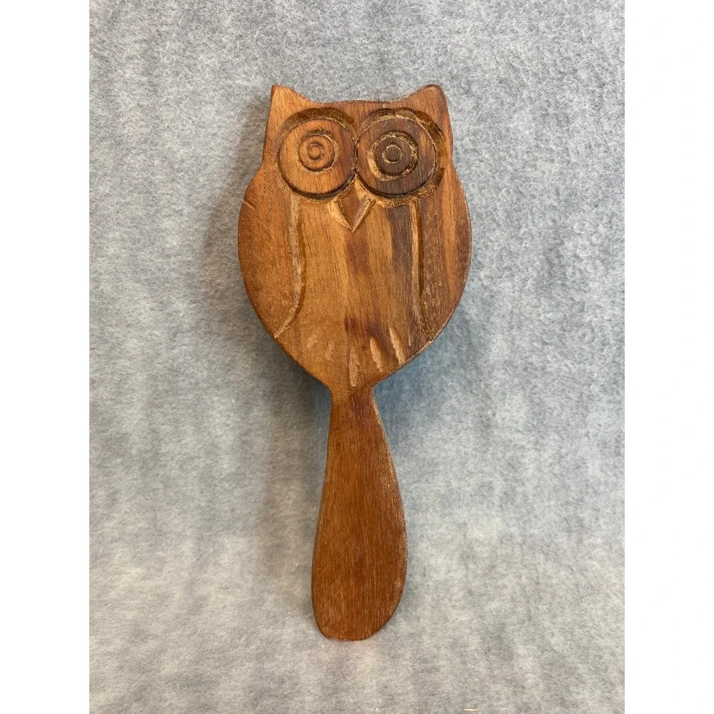 Hand Carved Wooden Owl Spreader‎ Kitchen Utensil Decor Collectible Folk Art